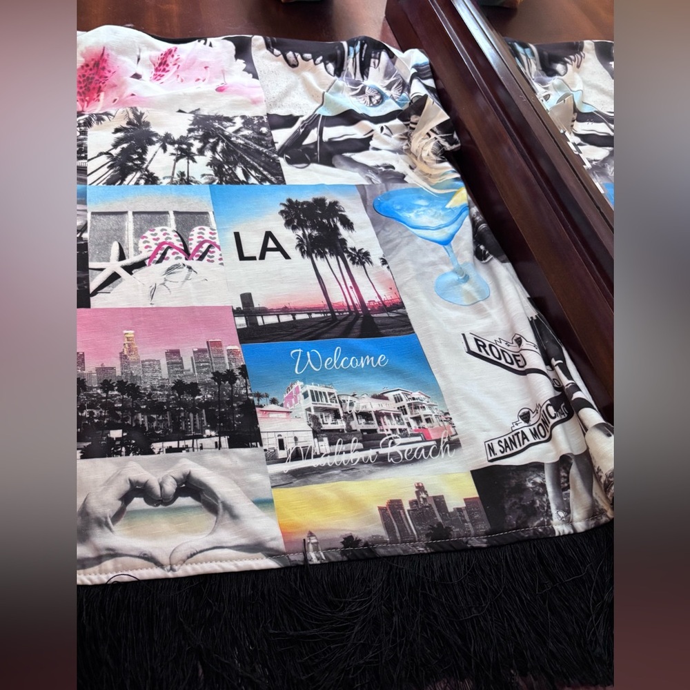 Style & CO LA Themed Graphic Tee with Fringe and sparkly gems! - Picture 2 of 16